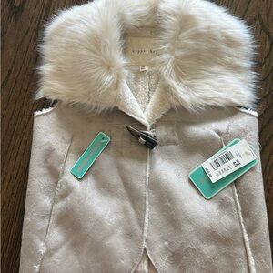 Copper Key Cream Faux Fur Vest with Toggle